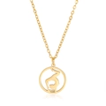 Collier minimaliste en acier inoxydable doré avec pendentif de yoga sur fond blanc - Or-Jambe Crochetée Cercle