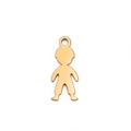 Polished gold stainless steel boy shaped pendant charm with a glossy mirror finish - Gold