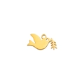 Golden stainless steel peace dove pendant with olive branch for DIY jewelry making - Gold