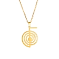 Polished gold-plated stainless steel necklace featuring a Cho Ku Rei healing spiral pendant - Gold