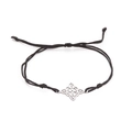 Verstellbares schwarzes Kordelarmband mit silbernem Keltenknoten-Anhänger aus Edelstahl - Stahlfarben