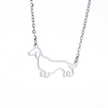 Minimalist silver dachshund outline pendant necklace in stainless steel finish - Steel