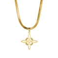 Golden stainless steel flat snake chain necklace with hollow cutout Wicca knot pendant - Snake Chain-Gold