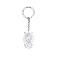 Portachiavi punk testa di leone traforata con catena in acciaio inox argento - Color Acciaio