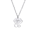 Silver-toned stainless steel necklace featuring stethoscope and heartbeat heart pendant - Steel