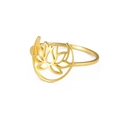 Golden stainless steel lotus ring with crescent moon pattern in bohemian style - US 7 / Gold