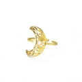 Adjustable golden stainless steel crescent moon ring with Celtic knot and paw print details - Gold
