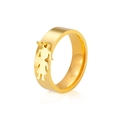 Polished gold stainless steel ring featuring a delicate little girl figure charm pendant - US 7 / Gold