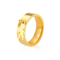 Polished 18K gold plated stainless steel ring with a minimalist boy charm pendant - US 7 / Gold