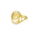 Golden Tree of Life hollow ring in polished stainless steel with spiral branch pattern - US 7 / Gold