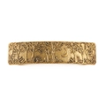 Vintage bronzen haarclip met maan- en bosmotief en een rechthoekig legeringsontwerp - Antiek Goud