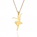 Collier élégant avec pendentif danseuse de ballet dorée et chaîne fine avec polissage miroir - Or-Ballet Jambe Unique
