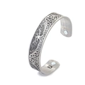 Vintage magnetic therapy cuff bracelet with tree of life and Celtic knot patterns - Antique Silver