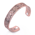 Vintage copper Viking cuff bracelet with Celtic knot dragon engravings and magnetic therapy - Antique Red Copper
