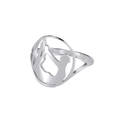 Silver stainless steel band featuring a unique cutout yoga pose silhouette design - US 7 / Steel