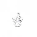 Minimalist silver titanium steel hollow angel pendant charm with polished finish and ring - Steel