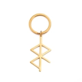 Minimalist gold stainless steel keychain with Nordic Rune geometric pendant decoration - Gold