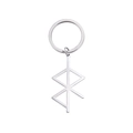 Polished silver stainless steel keychain featuring a geometric rune pendant design - Steel