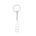 Elegante portachiavi in acciaio inox argento con ciondolo a forma di bottiglia vuota - Color Acciaio