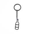 Minimalist black stainless steel hollow wine bottle keychain with a sleek matte finish - Black