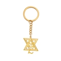 Polished gold geometric hexagram pendant keychain with cut-out AGL letters for unisex style - Gold