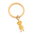 Cute golden stainless steel keychain featuring a cartoon boy pendant with a messy hair design - Boy Style / Gold