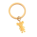 Polished gold stainless steel keychain with cute cartoon girl pendant in hollow design - Girl Style / Gold