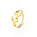 Polished gold-plated stainless steel ring featuring an intricate cutout Om symbol - US 7 / Gold