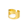 Adjustable golden hollow cat-head stainless steel ring with bottle opener design - Gold
