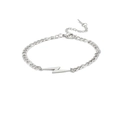 Zilveren bliksemschicht enkelbandje met een roestvrijstalen Figaro-ketting en sluiting - Enkelbandje / Zilver