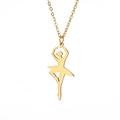 Élégant collier pendentif ballerine dorée en acier inoxydable pour bijoux de femmes - Or-Ballet