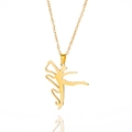 Collier élégant doré avec pendentif danseuse de gymnastique et chaîne en acier - Or-Gymnastique Ruban