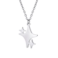 Titanium stalen ketting met drievoudige zilveren sterhanger aan een fijne O-ketting - Staalkleur