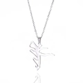 Pendentif gymnaste rythmique en argent poli avec chaîne en acier inoxydable pour femme - Acier-Gymnastique Ruban