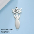 Silver stainless steel witch knot pendant with triple goddess and pentagram design - Goddess Holding Pentagram - Steel Color