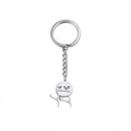 Funny cartoon stick figure middle finger pendant keychain in polished silver stainless steel - Doodle Middle Finger Style / Steel