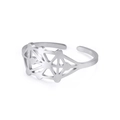 Bague ajustable en acier inoxydable avec un motif géométrique complexe d'arbre de vie - Acier