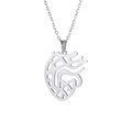 Minimalist silver-tone stainless steel necklace with abstract hollow heart pendant - Steel