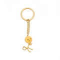 Funny golden stick figure farting boy pendant keychain with polished metallic finish - Farting Style / Gold