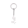 Funny doodle middle finger stickman keychain in silver stainless steel finish - Farting Style / Steel
