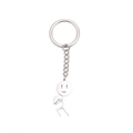 Funny doodle stick figure keychain with heart made of polished stainless steel - Patchwork Heart Style / Steel