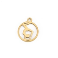 Pendentif circulaire doré en acier inoxydable avec silhouette de yoga pour bijoux DIY - Or