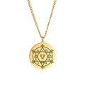 Goldene runde Halskette mit laser-graviertem Tetragrammaton und gedrehter Kette - Gold