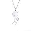 Collana minimalista in acciaio inossidabile argento con pendente a forma di omino e cuore - Color Acciaio