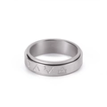 Silver rotatable stainless steel ring with minimalist engraved triangle geometric patterns - US 7 / Steel