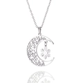 Silver stainless steel necklace with hollow crescent moon and snowflake charm variant - Steel