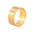 Adjustable golden stainless steel ring featuring a cutout Taurus zodiac symbol - Gold-Taurus