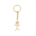 Golden stainless steel middle finger stickman keychain with sunglasses and cap - Middle Finger Smoking Style / Gold