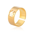 Adjustable gold plated stainless steel ring with Virgo zodiac sign cutout design - Gold-Virgo