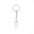 Funny middle finger stickman keychain in silver stainless steel for car key pendant - Middle Finger Smoking Style / Steel